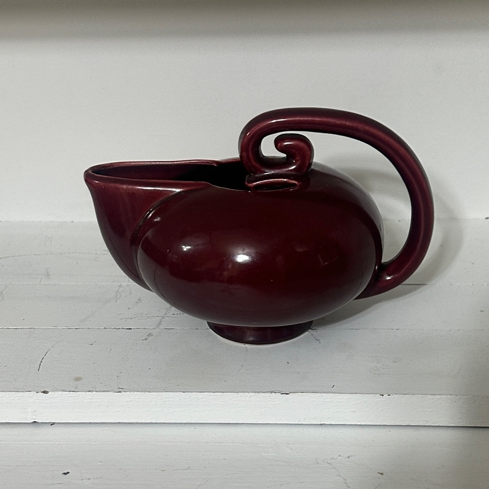 Antique Camark USA 791 Elegant Burgundy Ceramic Pitcher Tea Pot Vintage